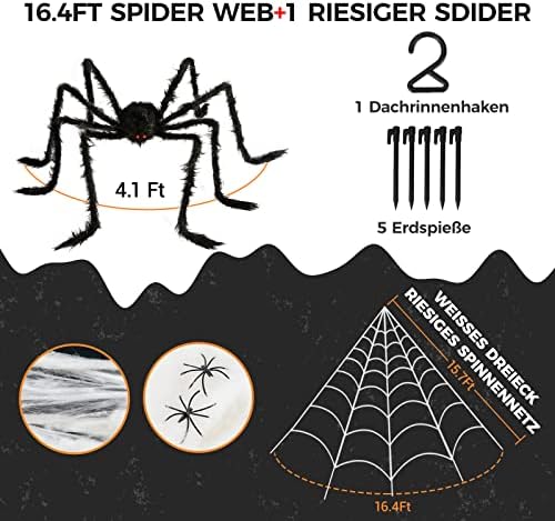 Halloween Decorations Outdoor Spider Webs:1Pcs Giant Spiders-Outdoor Use