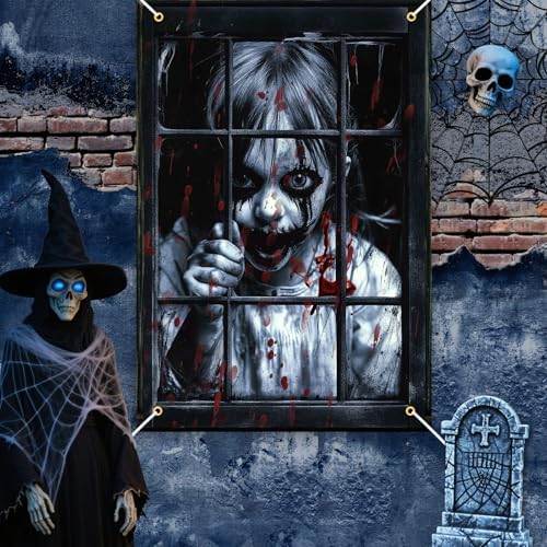 2 Pcs Scary Halloween Window Decorations