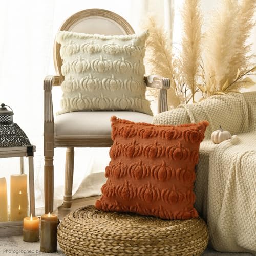 AVOIN colorlife Caramel Yellow Beige Fall Throw Pillow Covers 18x18 Inch