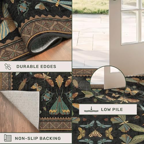 Black Insect 2'6"x10' Washable Extra Long Runner Rugs for Hallways, Non Skid Stain Resistant Wide Rug Runners for