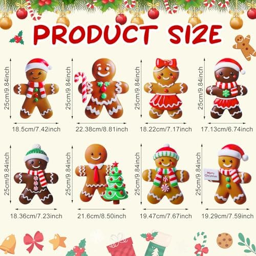 8 Pcs 3D Christmas Gingerbread Yard Signs Outdoor Decor, Classic