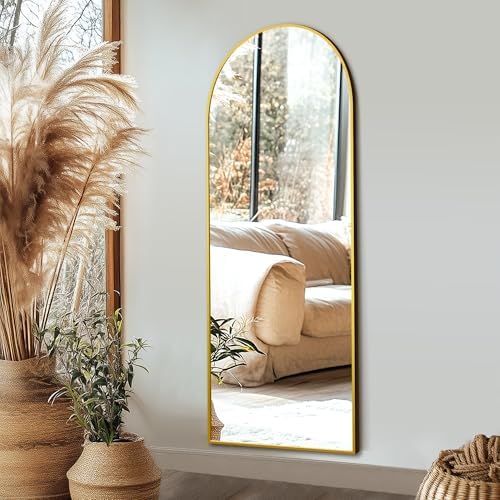 Delma Full Length Mirror, Large Floor Mirror for Wall, Bedroom, Bathroom, Living Room with Aluminium Frame (Stand, Arch