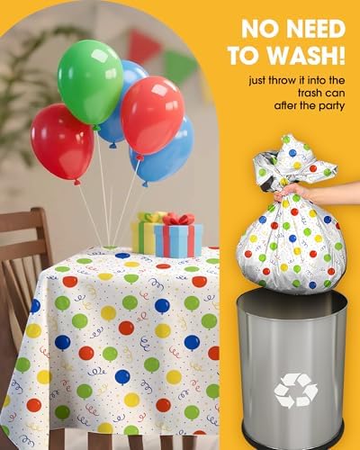 Niuara Birthday Balloon Plastic Table Cloth Disposable, 4 Pack, 54 x 108 in