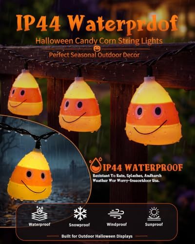 8.5FT Halloween Candy Corn String Lights, Plug-in 10 LED Decor