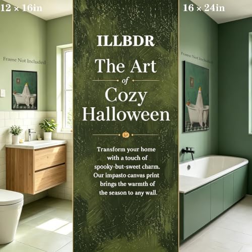 ILLBDR Halloween Ghost in Bathtub Canvas Wall Art Poster 16x24 inch