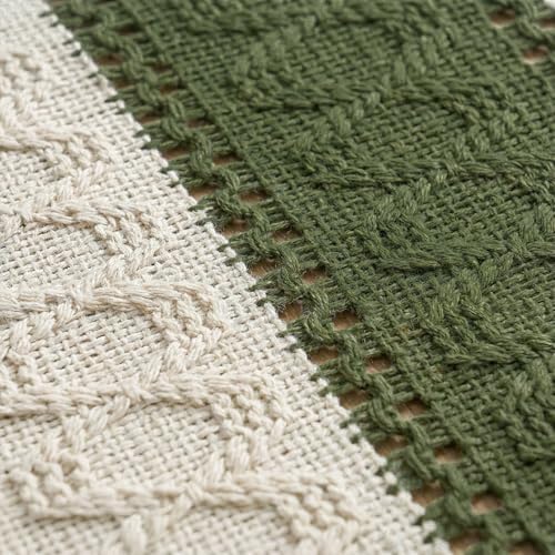 Artoid Mode Army Green Farmhouse Rustic Table Runner 12x108 Inch
