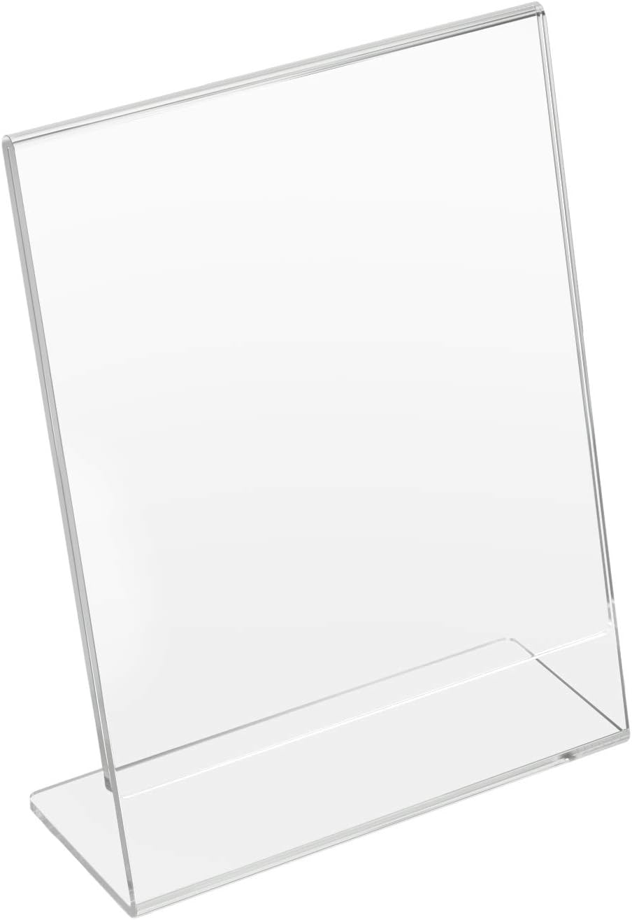 Slant Back Acrylic Sign Holder / 4 x 6 / Vertical / Clear / Set of 6
