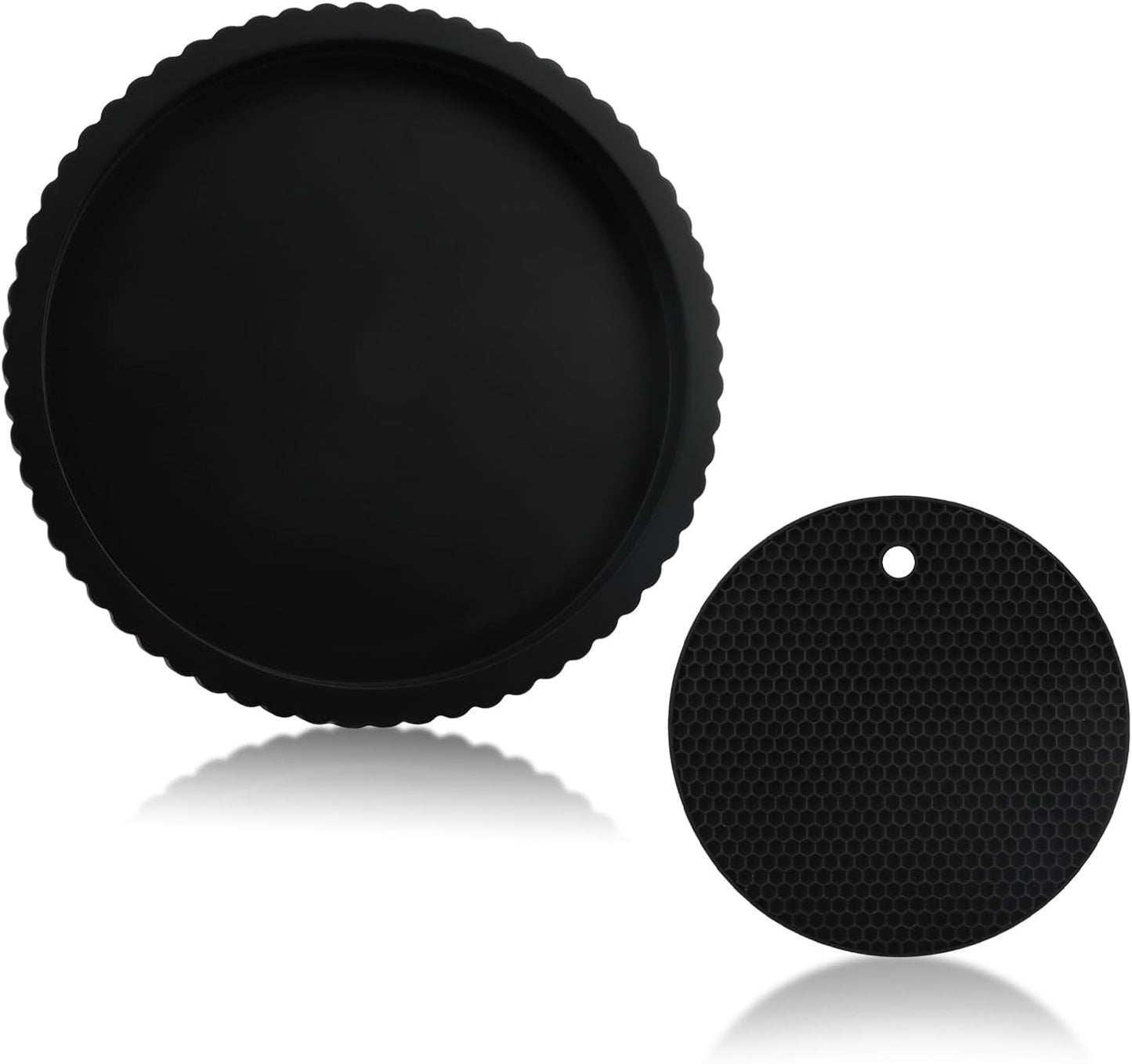 Decorative Tray & Coaster Set / Black / Set of 2