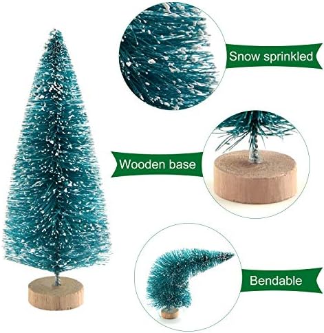 KUUQA 24Pcs Mini Sisal Bottle Brush Christmas Trees, Small Size