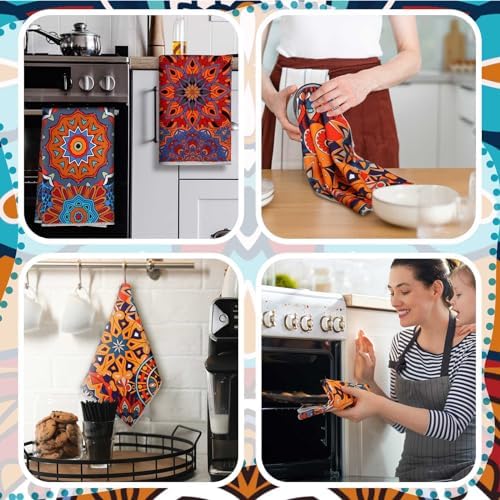 Sratte 6 Pcs Mexican Kitchen Towels Bohemian Dish Towels, 24x16 Inch