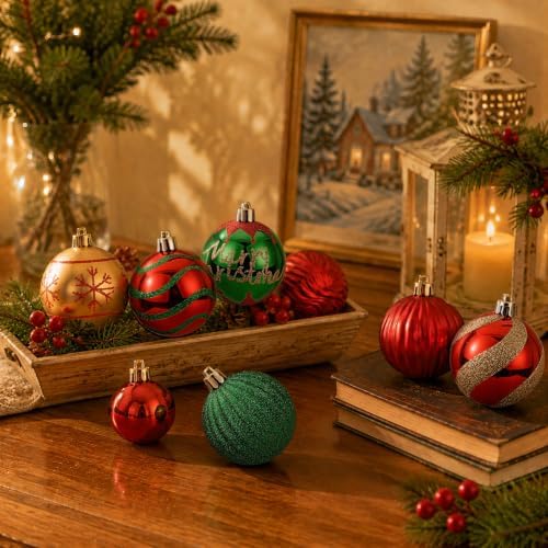 SHareconn 66Pcs Christmas Tree Decorations, Christmas Tree Ornaments Set
