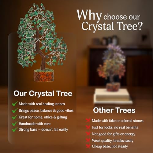 YATSKIA Green Aventurine Crystal Tree | Gem Stone Tree Table Decor | Feng Shui Decor | Crystal and Stone Decor