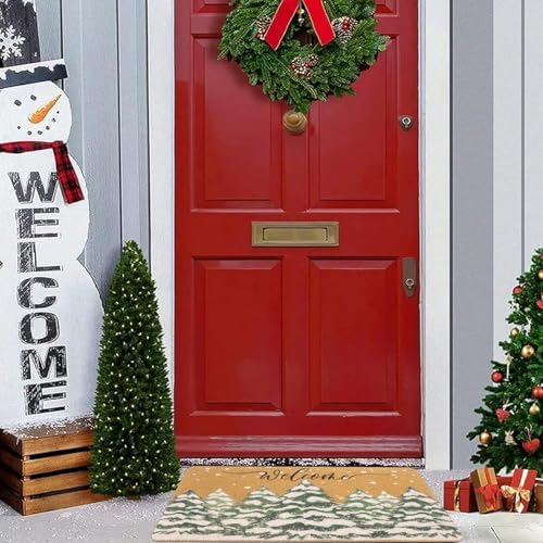 Christmas-Welcome-Doormat-Winter-Outdoor - Snowflake-Pine-Mat-Home-Decor