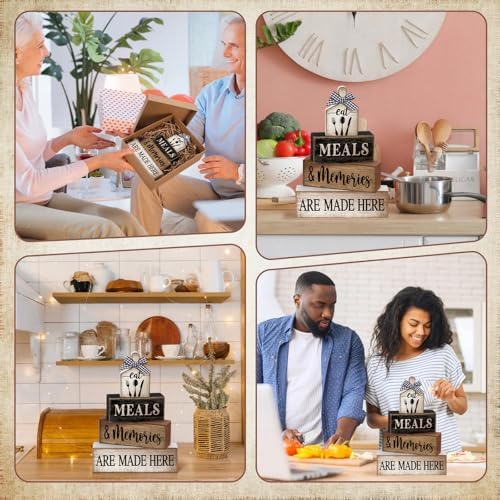 Moucuny 4 Pcs Farmhouse Kitchen Decor Wooden Plate Farmhouse Table Decor