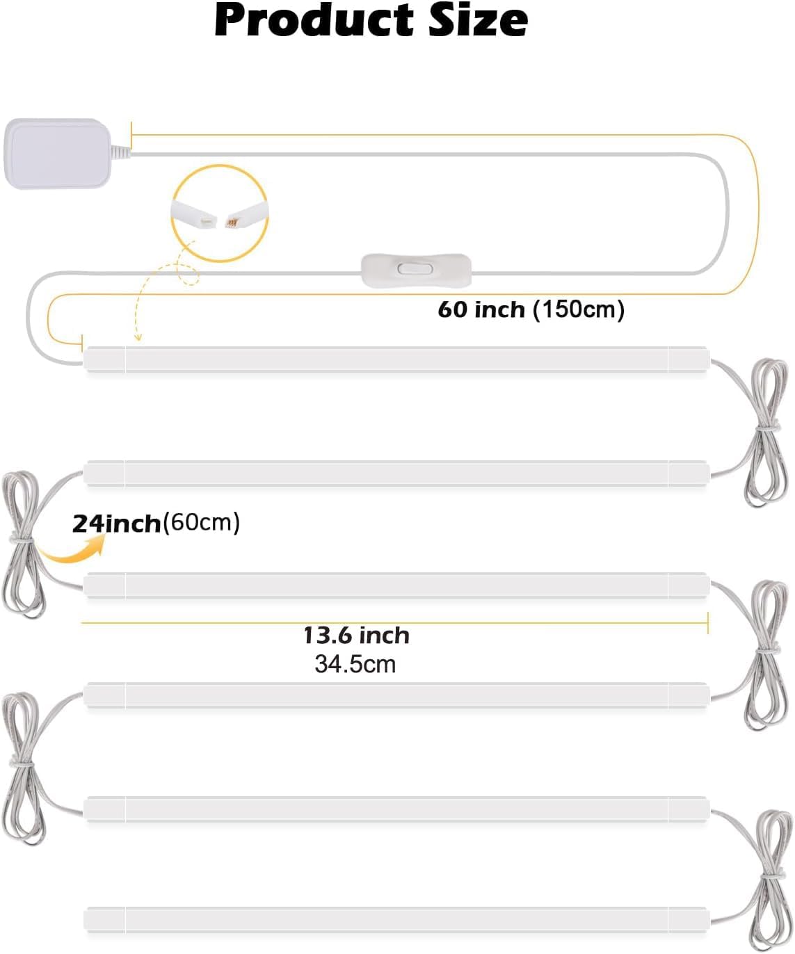 Cefrank 6-Pack Linkable Under Cabinet Lighting, 12" LED Shelf Light Bars | 1200LM Cool White • Plug-in • CRI90+ •