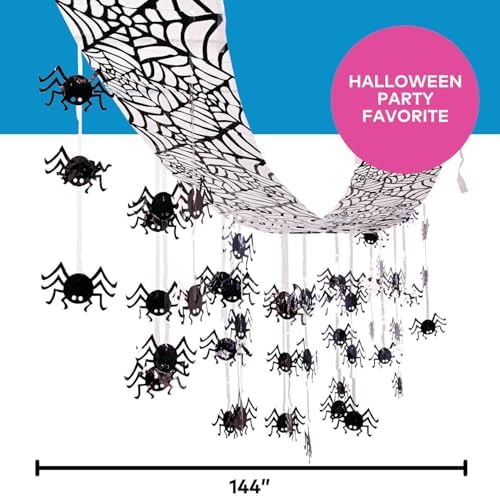 Fun Express Giant Spider Web Hanging Ceiling Decor, Black, 12 Ft x 12"
