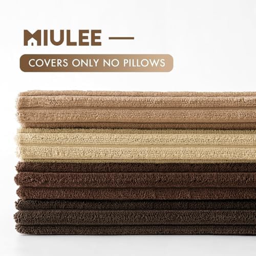 MIULEE Fall Corduroy Decorative Throw Pillow Covers Dark Brown 20x20