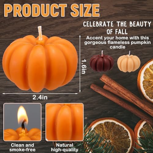 6pcs Fall Pumpkin Shaped Candles Autumn Soy Candles Thanksgiving Decor