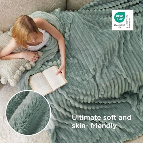 Bedsure Soft Queen Size Blanket for Bed Sage Green 90"x90"
