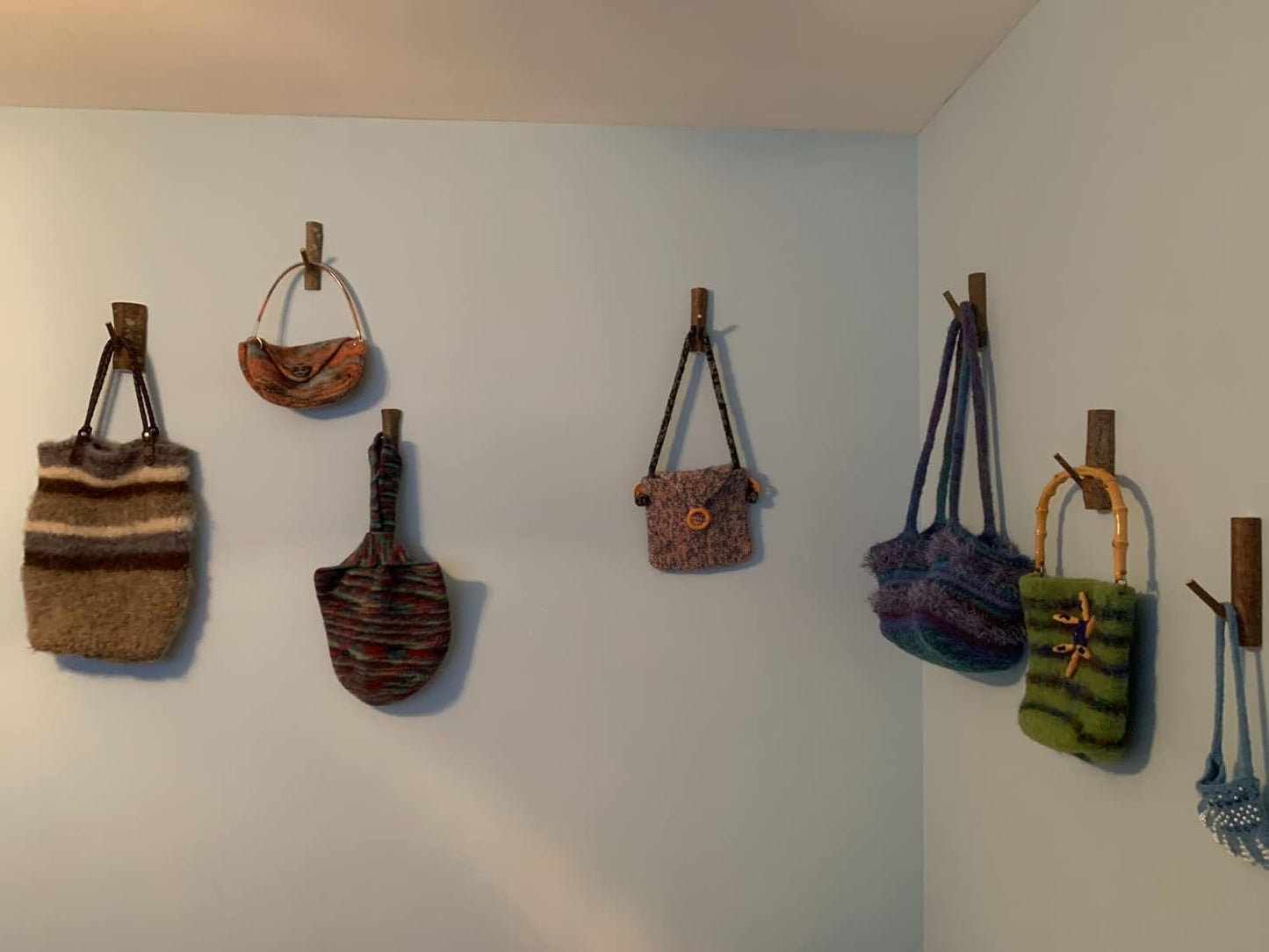 Vintage Real Wood Tree Branch Wall Hook / 4-5cm / with Tree Bark / Set of 4