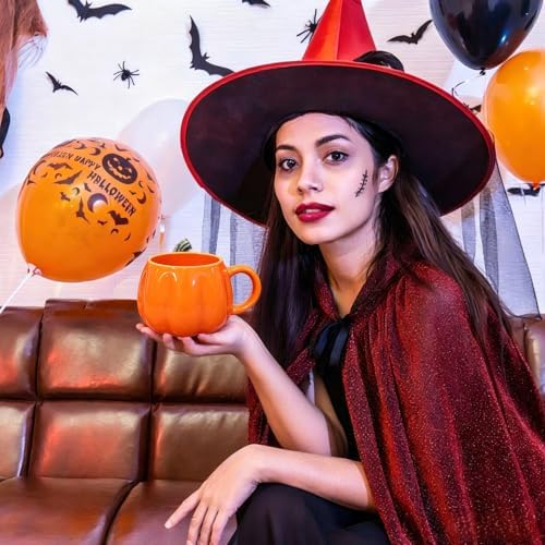 HS&ROXIN Halloween Mug Novelty Pumpkin Mug 3D Cute Ceramic Halloween Coffee Cup Spooky Fall Cup Decor and Christmas Birthdays Party Gifts for Kids and Adults (Pumpkin)