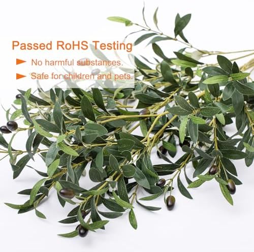 222 Leaves for Vase Faux Olive Branches Home / 39 Inch / Set of 2