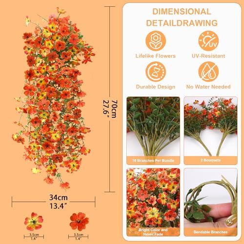 Hommyea Artificial Fake Fall Flowers Plants for Outdoors Mums Home Decor