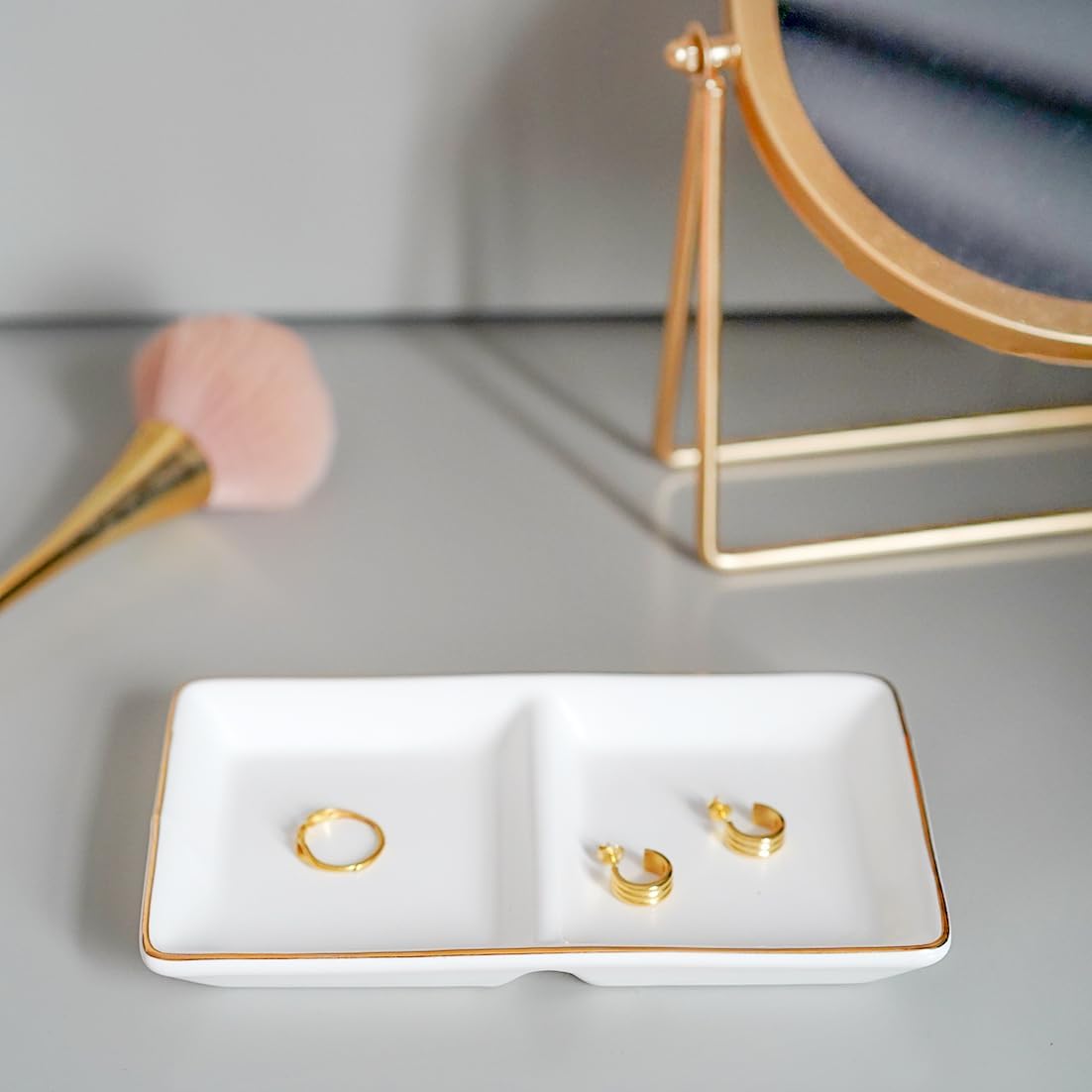 Ceramic Jewelry Dish Tray / White