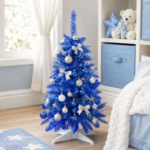 3FT Blue Artificial Small Christmas Tree Mini Tabletop Decor