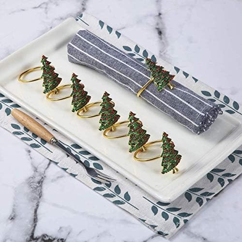 Napkin Rings Set of 6 Silver Set of 6 Napkin Rings Christmas, Holidays, Thanksgiving (Christmas Tree-1)