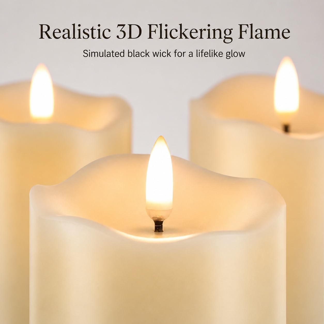 ANGELLOONG Flickering Flameless Candles with Remote, Fake Candles Set of 3 | Realistic Battery Operated Candles, LED