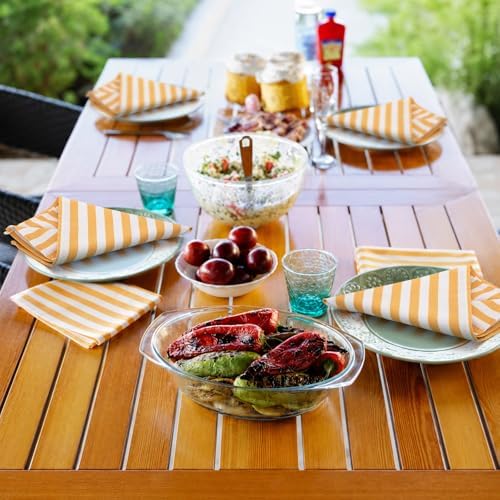 Funnymoom 12 Pcs Yellow Striped Cloth Napkins Reusable Table Supplies