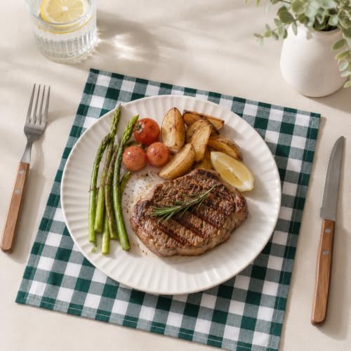 Blue Needles Gingham Buffalo Plaid Cotton Dinner Napkins Set of 12-18"x18"