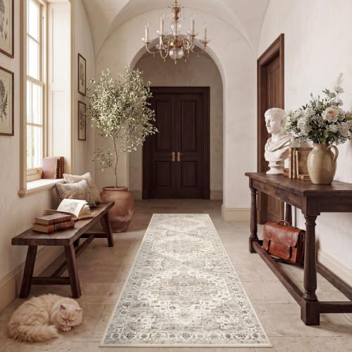 Garvee 2x6 Washable Runner Rug Non Slip Vintage Boho Brown Hallway Runner