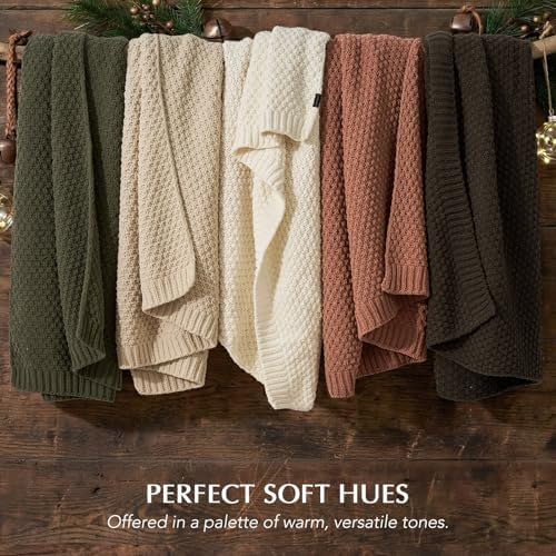 EVERGRACEHOME Chunky Chenille Knit Throw Blanket, 60 x 80, Cocoa Brown