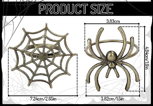 Whaline 6 Pcs Halloween Napkin Ring Holders Halloween Spider Napkin Rings Metal Spider Web Napkin Buckle Dinner Table Rings for Halloween Party Themed Gatherings Dinners Decor