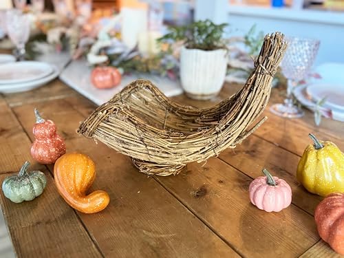 Napco Imports Natural Look Tawny Brown Cornucopia 12 x 11.5 Wood and Twig Decorative Figurine