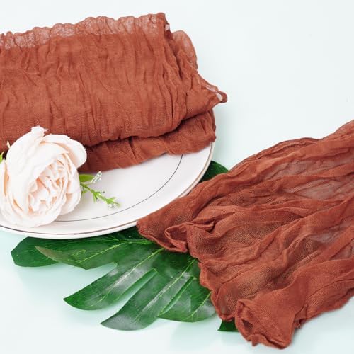 Nydotd 6pcs Cheesecloth Napkins 20 x 20 Inch Boho Dinner Napkins Wrinkled Rustic Linen Table Decorative Cloth Napkins for Wedding Party Baby Shower Family Everyday Use Easter (Russet)