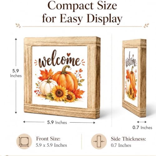 Fall Wood Sign, Welcome Pumpkin Sunflower Tabletop Decor