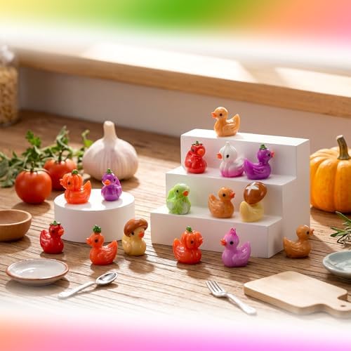 50 Pcs Vegetable Mini Resin Ducks Tiny Veggie Duck Figures Bulk