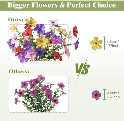Alupssuc 20 Bundles Artificial Flowers for Outdoor Indoor Decoration