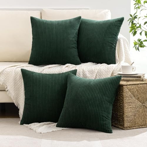 MIULEE Soft Corduroy Decorative Throw Pillow Covers Army Green 16x16