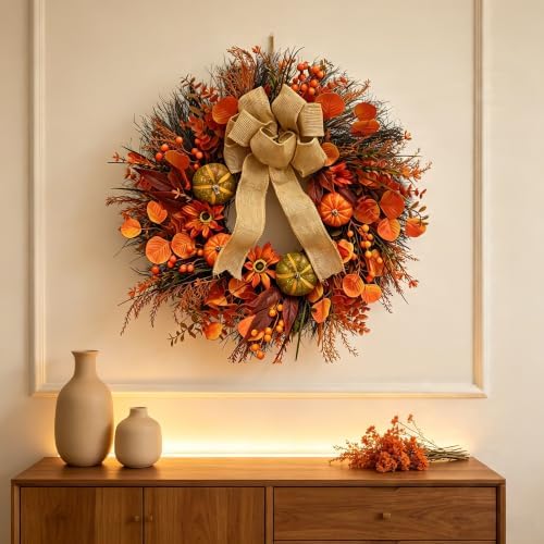26 Inch Fall Wreaths for Front Door,Home Decor for Farmhouse Yellow