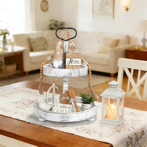 Farmhouse Tiered Tray Decor Set 8 PCS Sweet Home Tabletop Decorations