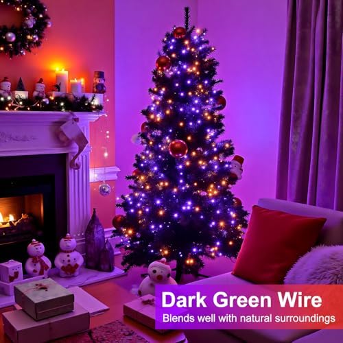 Orange and Purple Halloween Lights, 66FT 200 LED Outdoor String Lights