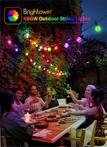 Brightown Outdoor String Lights 29 Feet G40 LED Patio Lights, RGB, Remote