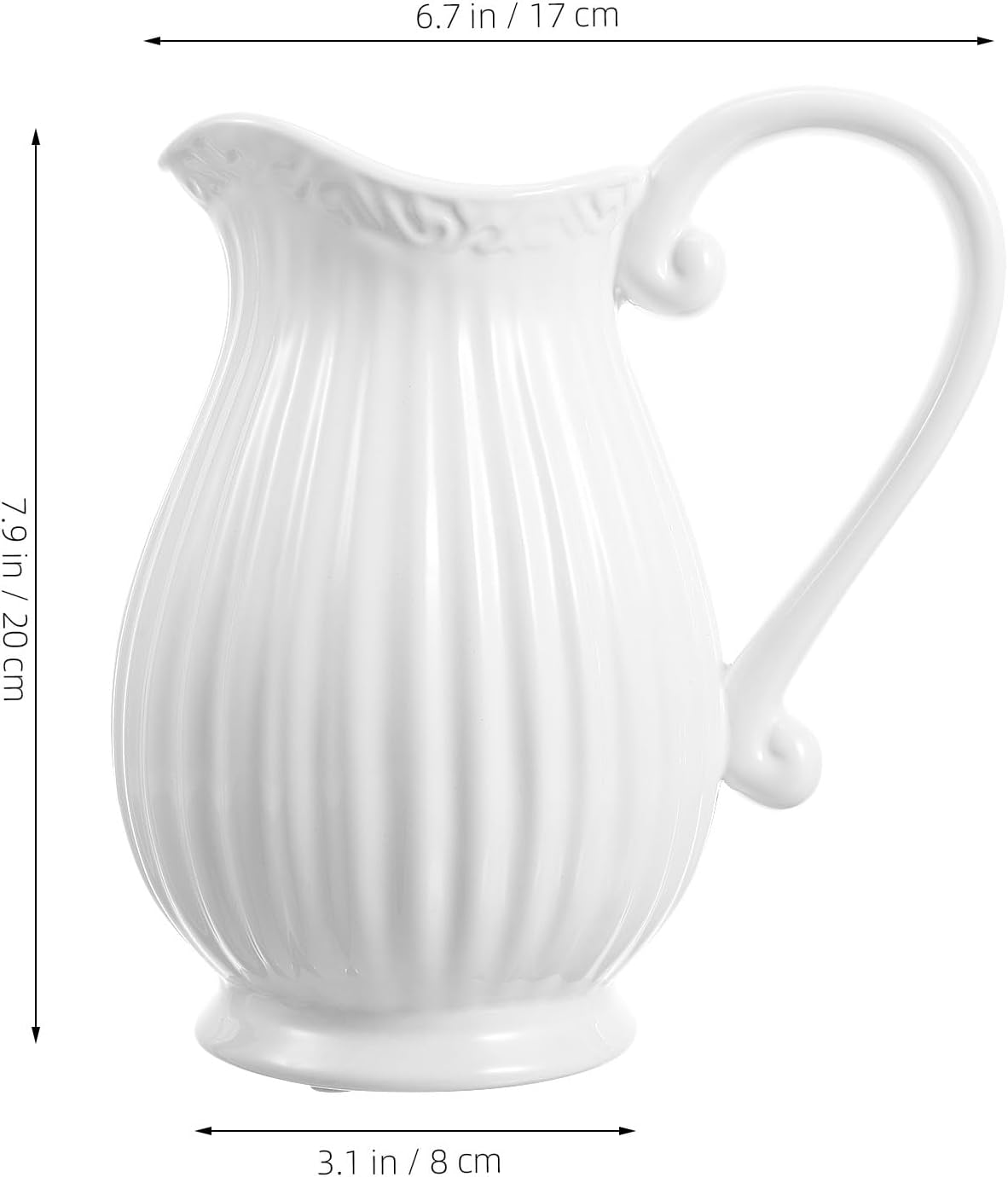 Ceramic Pitcher Vase Striped Porcelain Flower Pot Decorative Dried Flower Vase / 7.87 x 6.69 x 3.14