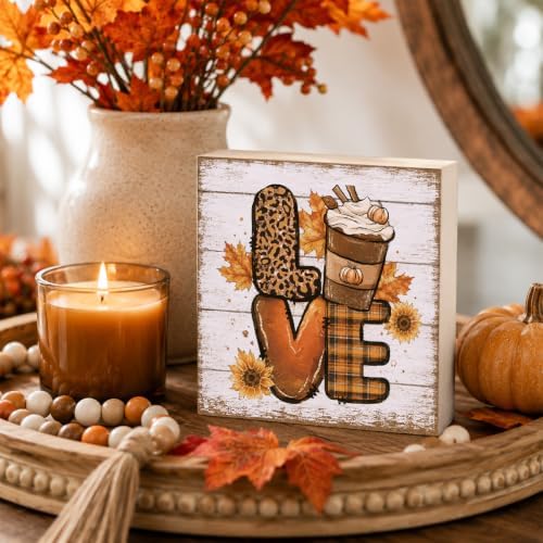 Fall Decorations for Home Pumpkin Spice Love Wood Sign Fall Decor