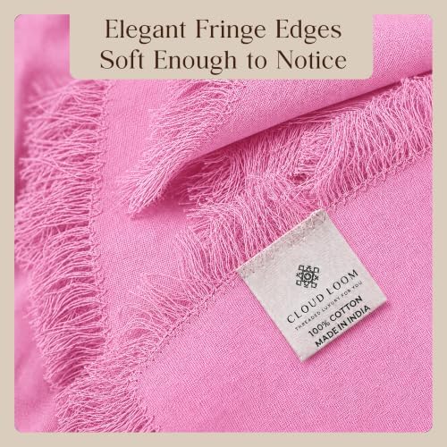 CLOUDLOOM 100% Cotton Fringe Cloth Napkins, Baby Pink, Set of 6, 20"x20"