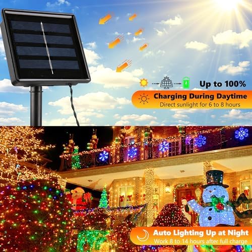 Joomer Solar Christmas Lights Outdoor, 2PACK Total 144FT 400LED, Blue